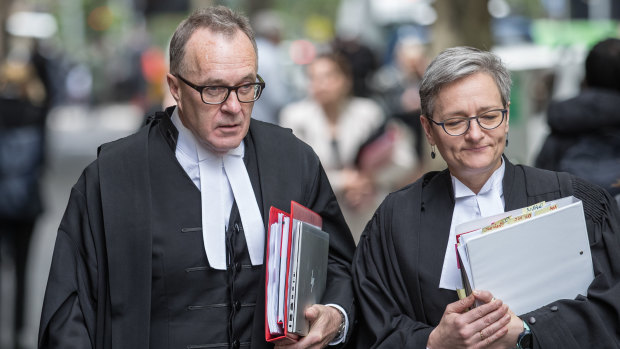 Chief Crown Prosecutor Brendan Kissane QC (left) outside the Supreme Court after arguing in the Court of Appeal that Borce Ristevski should get a longer sentence for killing his wife Karen.