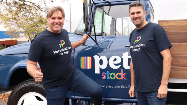 Shane Young (L) and brother David Young, founded PETstock more than 30 years ago in Ballarat.