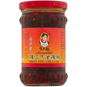 The famous Lao Gan Ma crispy chilli oil.
