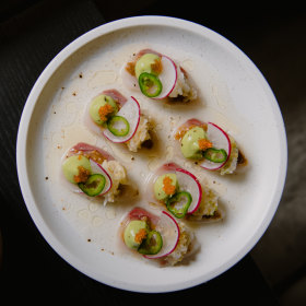 Kingfish in kimchi water.