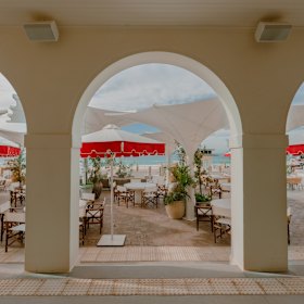 The outdoor dining area. 