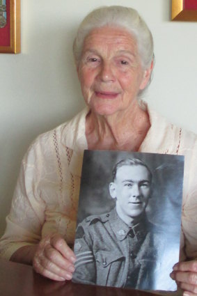 Valarie Trevithick, a WWI widow, with a picture of Leslie 
Sinclair, who became her husband.