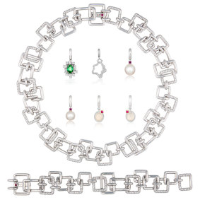 The set of “Caddick diamonds” Francesca Packer Barham bought in Lot 136 on Wednesday night.