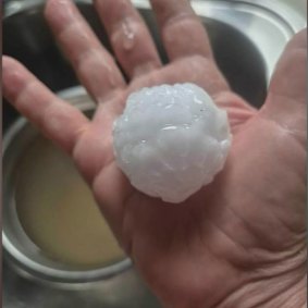 The Bureau of Meteorology reported five-centimetre hailstones in some areas.