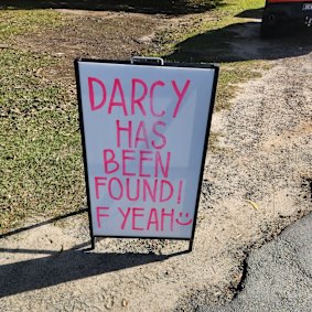 Signs around Wooli celebrating the rescue of Darcy Deefholts.