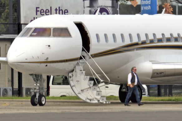 Andrew Forrest and a private jet in Sydney in January. 