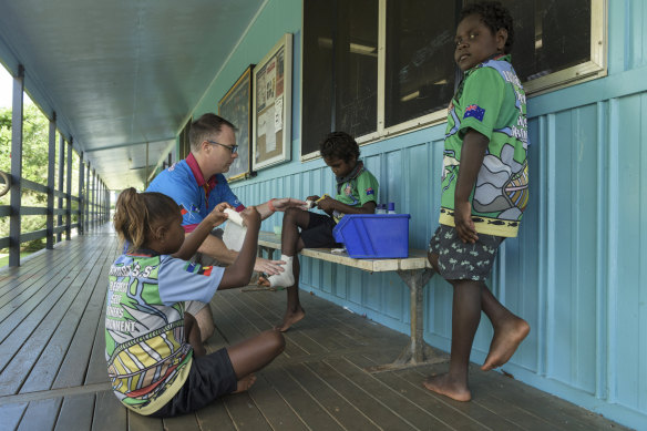 Director of Nursing Josh Stafford attends  Lockhart State School once a week to do skin check-ups on students. 