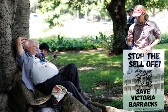 Protesters opposed to the sale of the defence facility, which the government says is under-used. 