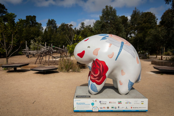 The UooUoo designed by Melbourne artist Justine Millsom at Royal Park's nature play playground.