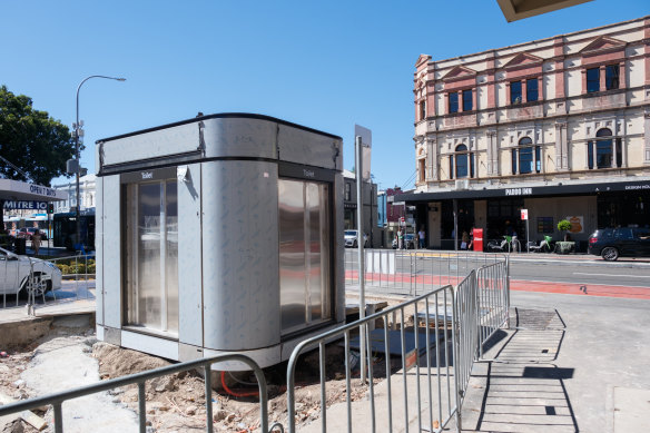 The new toilet is opposite the famous Paddo Inn.