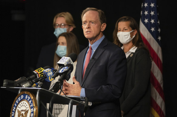 Republican Senator Pat Toomey, pictured here in October, has spoken out against Donald Trump's behaviour in the wake of the US presidential election.