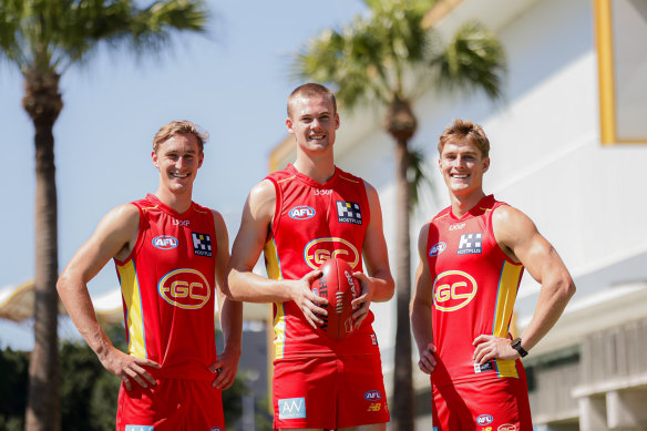Gold Coast’s debutants from round four: Sam Clohesy, Ethan Read and Will Graham.