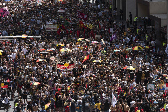 Invasion Day marches in previous years have attracted thousands of protesters. 
