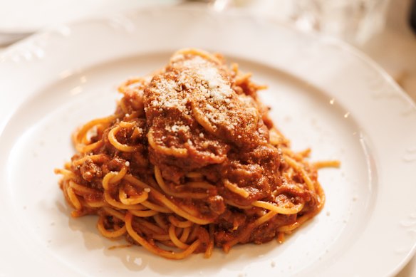 Bolognese: Beef ragu, San Marzano tomato, parmigiano-reggiano.