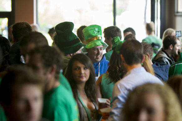 Happier days: St Patrick's Day at the Dan O'Connell pub in 2013. 