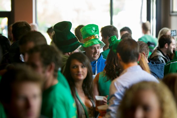 Happier days: St Patrick's Day at the Dan O'Connell pub in 2013. 