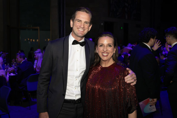 Reach chairman Fergus Watts and chief executive Alison Wright at the Reach Gala Ball 2024 at the NGV on Friday night.