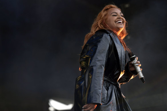 Mauboy in stage in Melbourne in 2023.