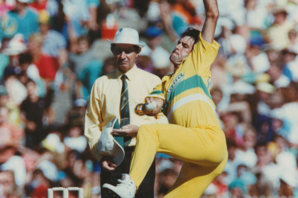 Simon O’Donnell playing cricket for Australia in 1990.