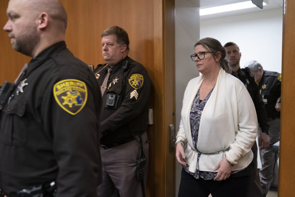 Jennifer Crumbley walks into the courtroom before being found guilty.