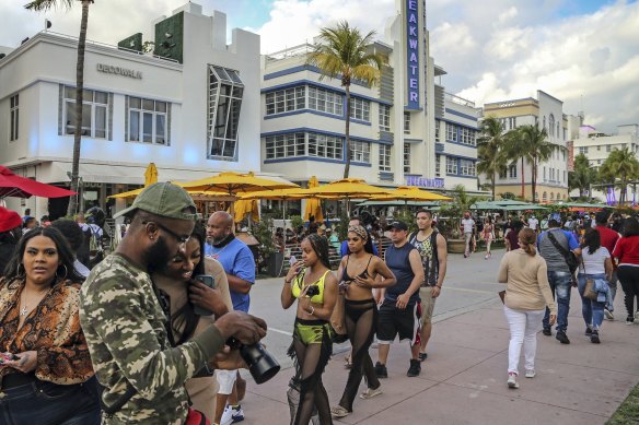 Despite the coronavirus, spring breakers - pictured last week - have returned to Miami. 