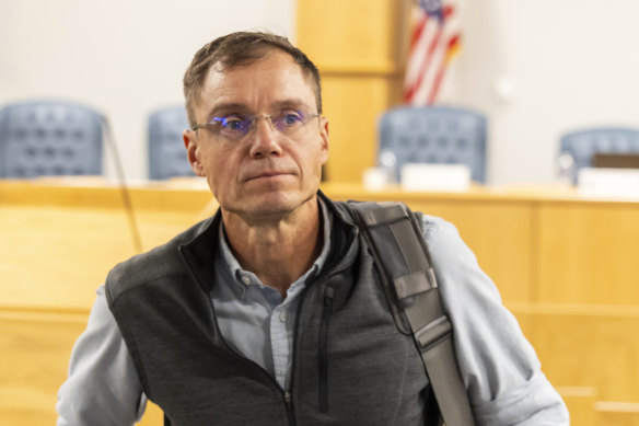 Tony Nissen, head engineer for OceanGate, leaves after his testimony in a Coast Guard investigatory hearing.