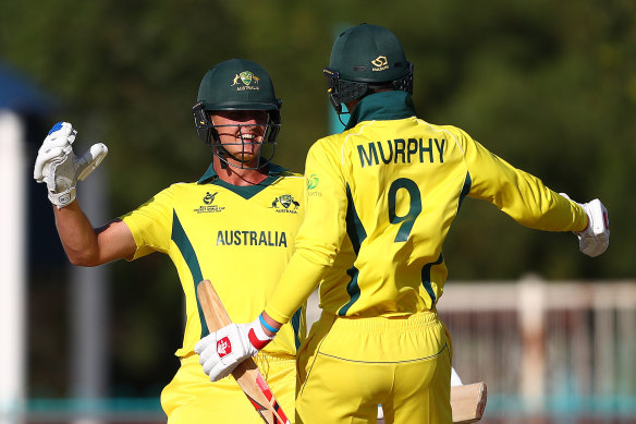 Connor Sully and Todd Murphy celebrate their final-ball win.