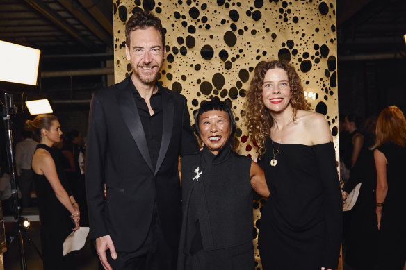 Alex Schuman, artist Lindy Lee and Bianca Spender in February this year at the first Carla Zampatti show since the founder’s death in 2021.