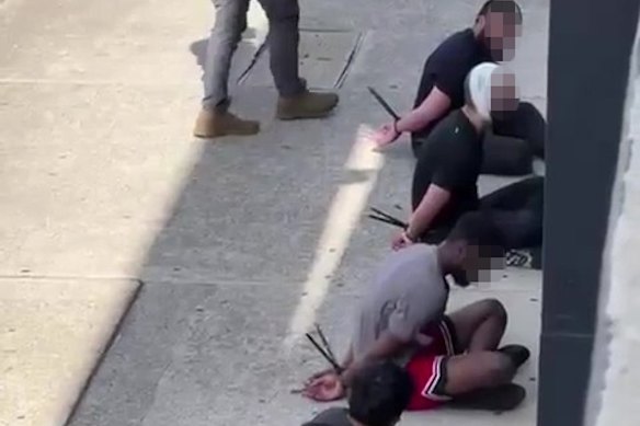 Some of the men arrested in Liverpool on Thursday.