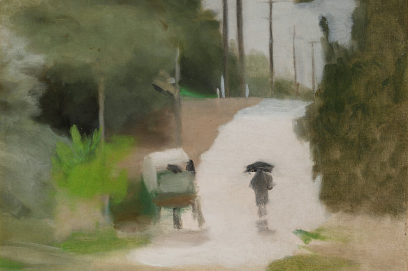 Detail of ‘Rainy Day’, 1930, by Clarice Beckett. The painting is part of the Geelong Art Gallery’s collection and one of its most popular, according to Lisa Sullivan.