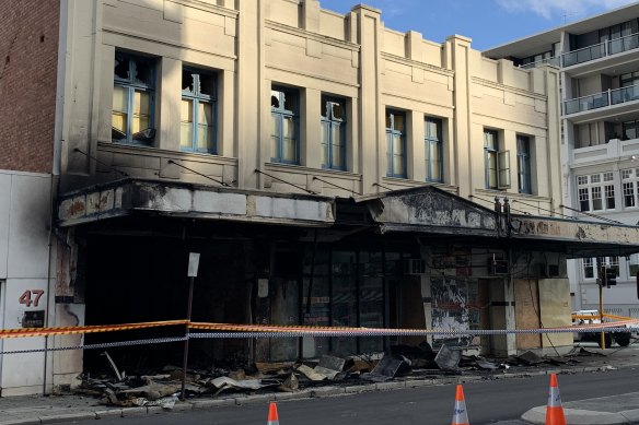 This empty building in Perth’s CBD was gutted by fire in the early hours of Monday morning. 