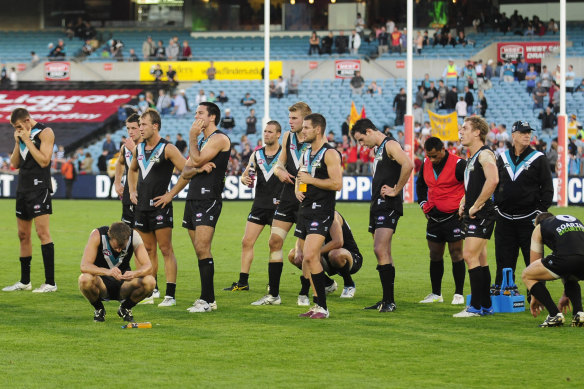 Dejected Port players after the loss to the Suns.