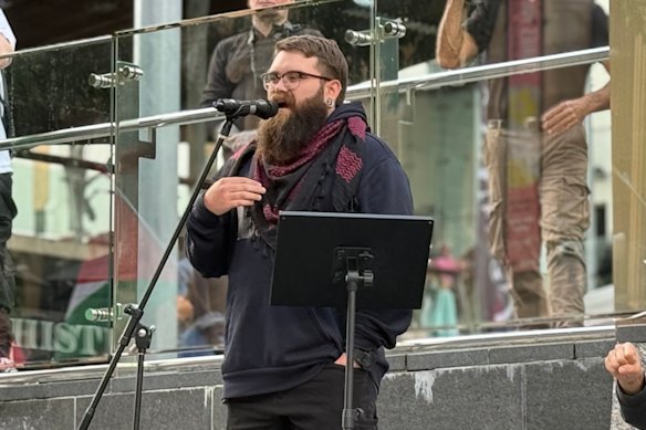 Indigenous activist Sam Woripa Watson was the first of six people arrested at a pro-Palestine protest in Brisbane on Sunday.