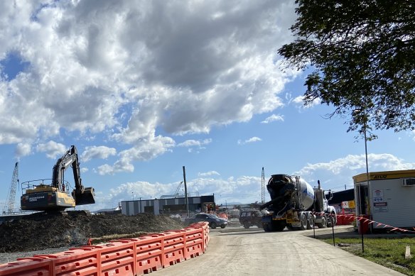 The 1000-bed Pinkenba facility, beside Brisbane Airport, seems many months away from completion.