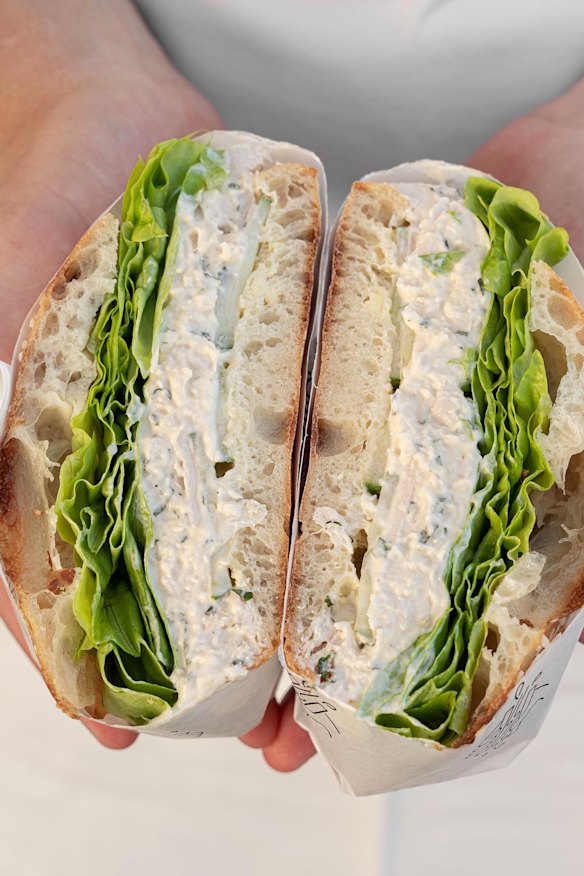 Fresh chicken salad sandwich.