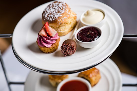 High rea served at the Tea Room at NGV International, Melbourne