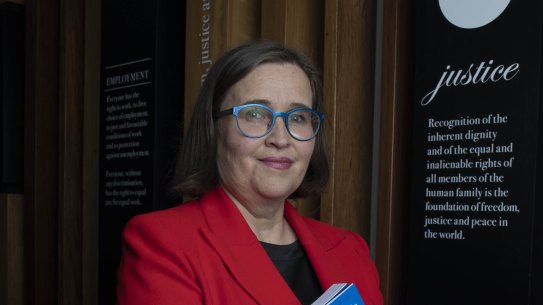 Sex Discrimination Commissioner Kate Jenkins launches the report on Tuesday.
