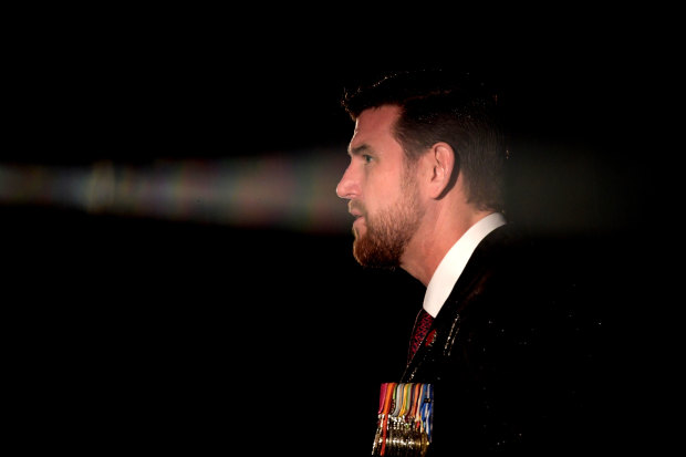 Roberts-Smith speaks on Anzac Day, 2017 in Melbourne.