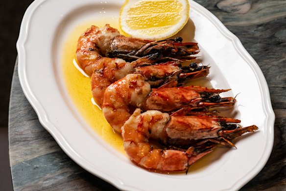 Chargrilled tiger prawns in miso butter.
