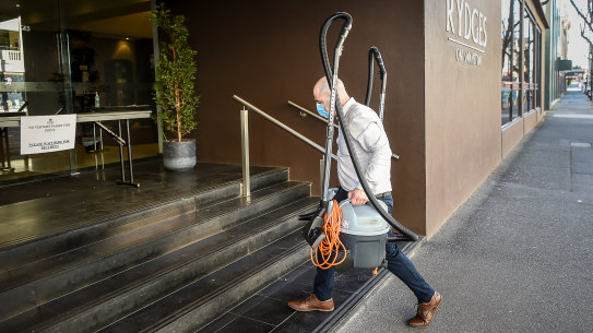 The Rydges on Swanston hotel, whose night manager was "patient zero" in the coronavirus outbreak.