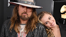 Billy Ray Cyrus and Miley Cyrus attend the Grammy Awards at Staples Center in 2019. 