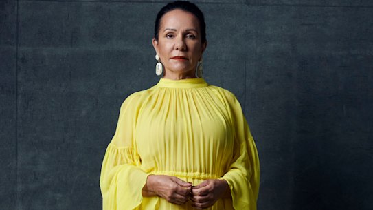 Linda Burney wears Lee Mathews
“Clyde” dress. Dinosaur Designs
earrings.