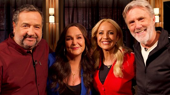 Mick Molloy, Kate Langbroek, Carrie Bickmore and Glenn Robbins on the first episode of Glenn & Mick’s Celebrity Intervention.