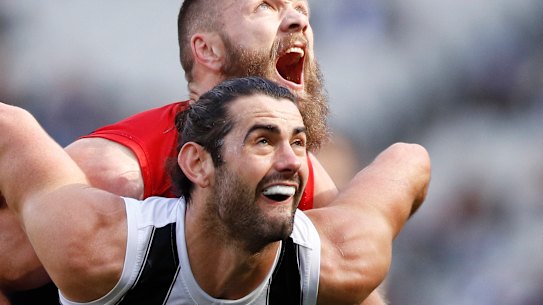 Brody Grundy, along with Max Gawn, is considered the premier ruckman in the competition.