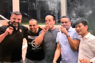 Cedar Meats owner Tony Kairouz (left) and colleagues celebrating in Melbourne in October 2019. The photos were posted on the company's WeChat account.