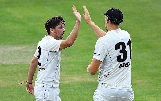 Jhye Richardson (left) was 12th man in Brisbane. 