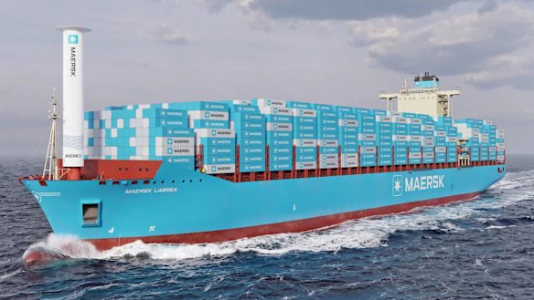 An artist’s impression of the sail to be installed on one of Maersk’s cargo ships.
