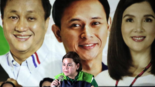 Davao mayor Sara Duterte speaks on the campaign trail in February.