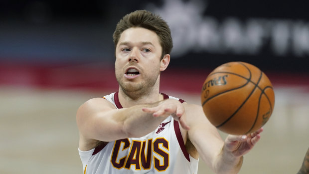 Matthew Dellavedova in action for the Cleveland Cavaliers, where he won an NBA championship.