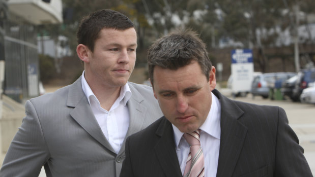 Rap sheet: A young Todd Carney emerges from a meeting with senior club officials that ended his Raiders career in 2008.